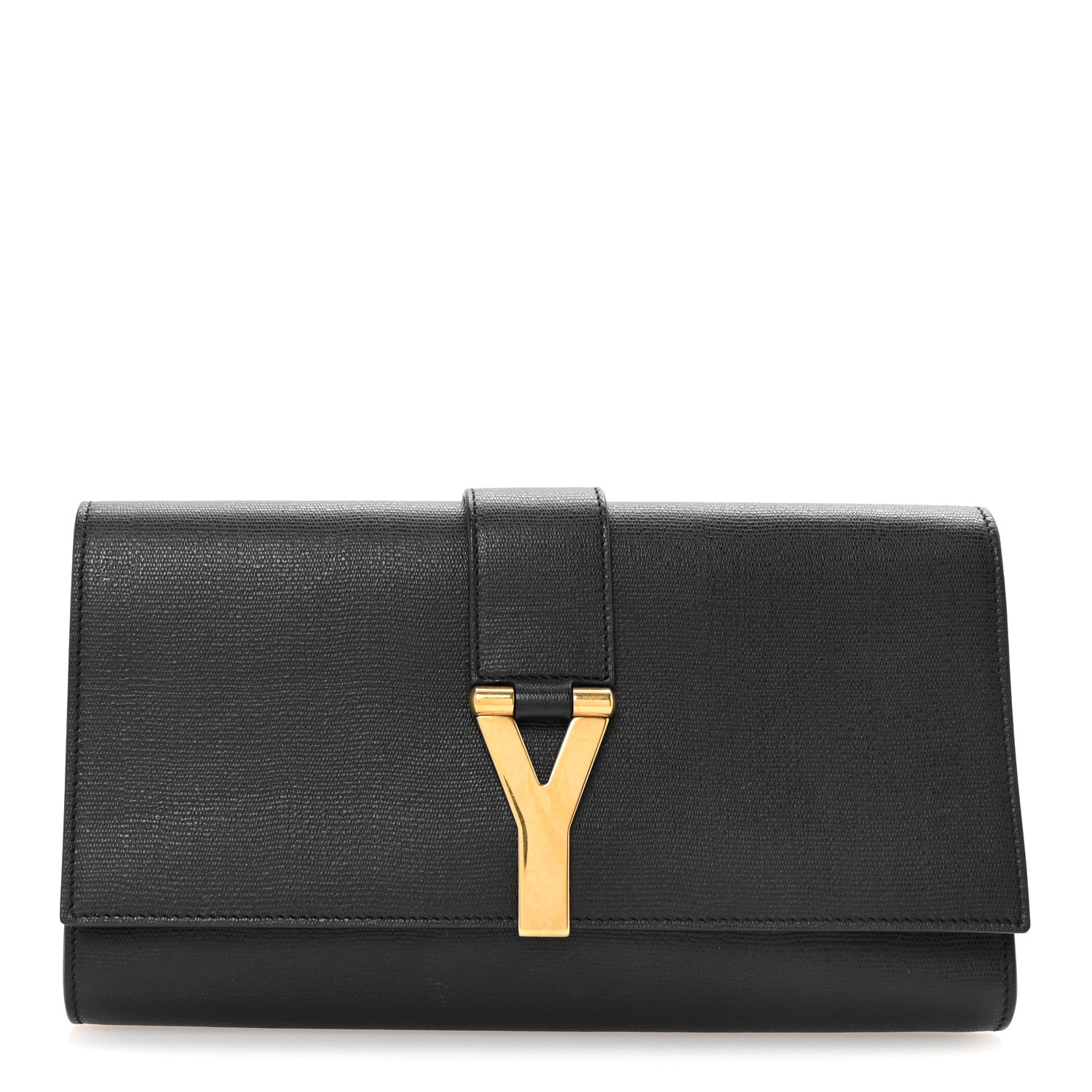 Textured Calfskin Classic Y Ligne Clutch Black