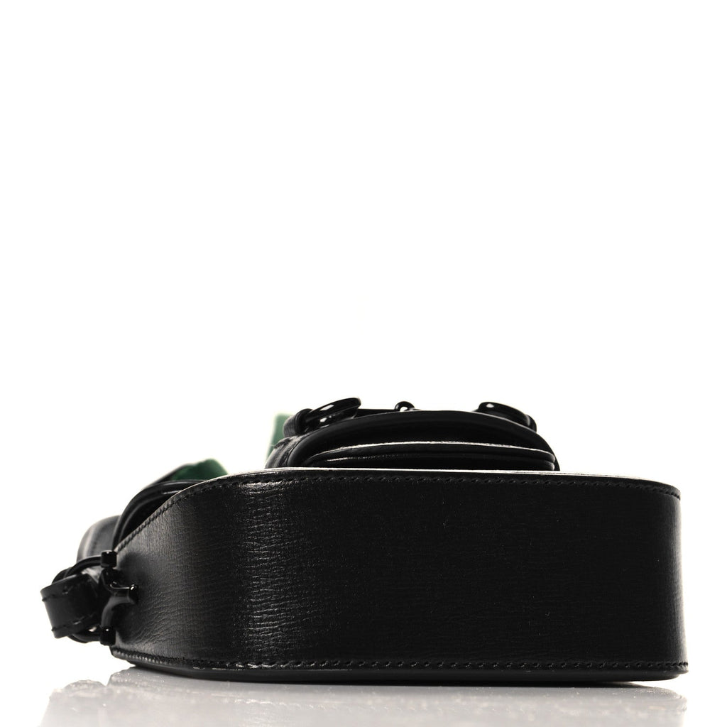 Azalea Calfskin Web Monochrome Horsebit 1955 Wallet On Strap Black