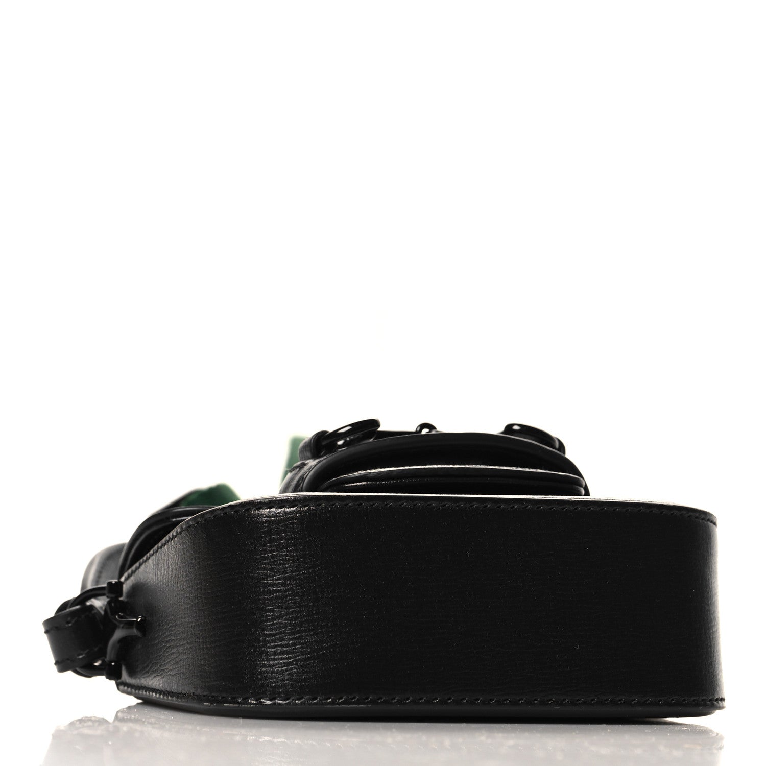 Azalea Calfskin Web Monochrome Horsebit 1955 Wallet On Strap Black