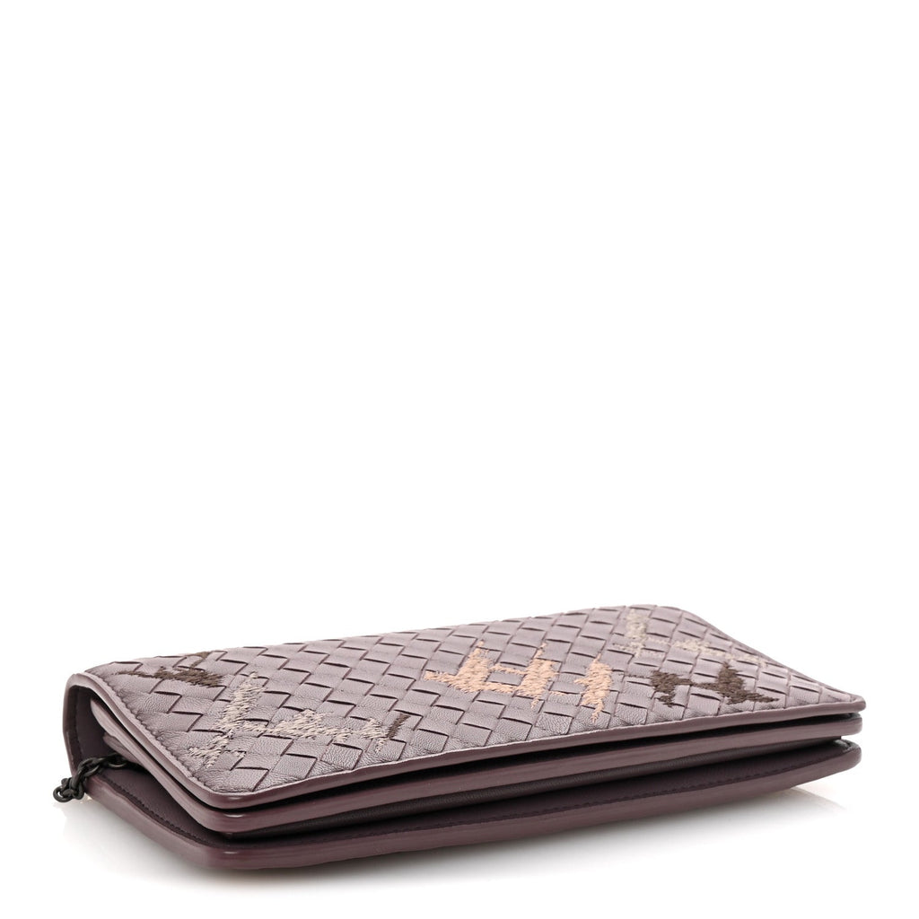 Nappa Intrecciato Graffiato Continental Wallet on Chain Glicine