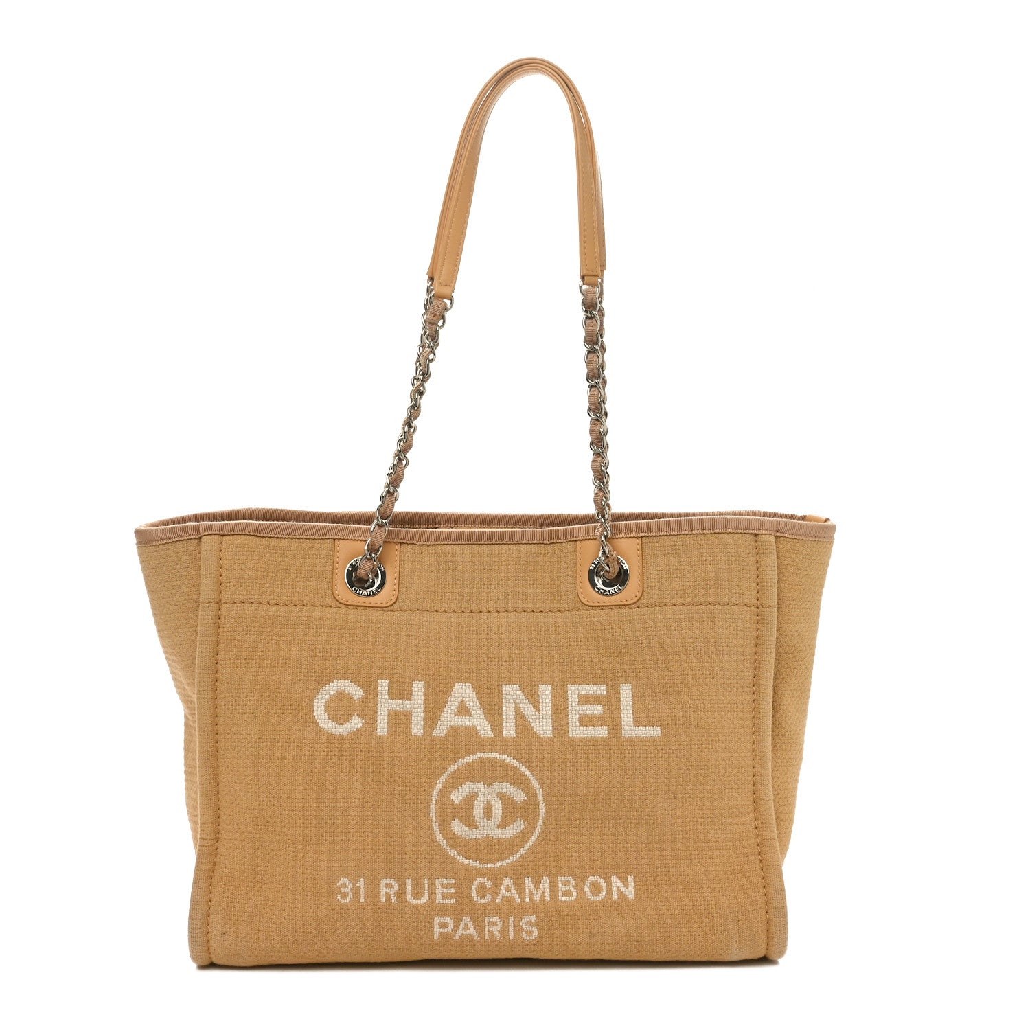 Mixed Fibers Small Deauville Tote Beige