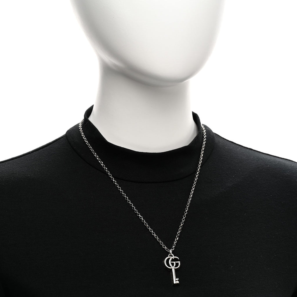 Sterling Silver Double G Key Pendant Necklace