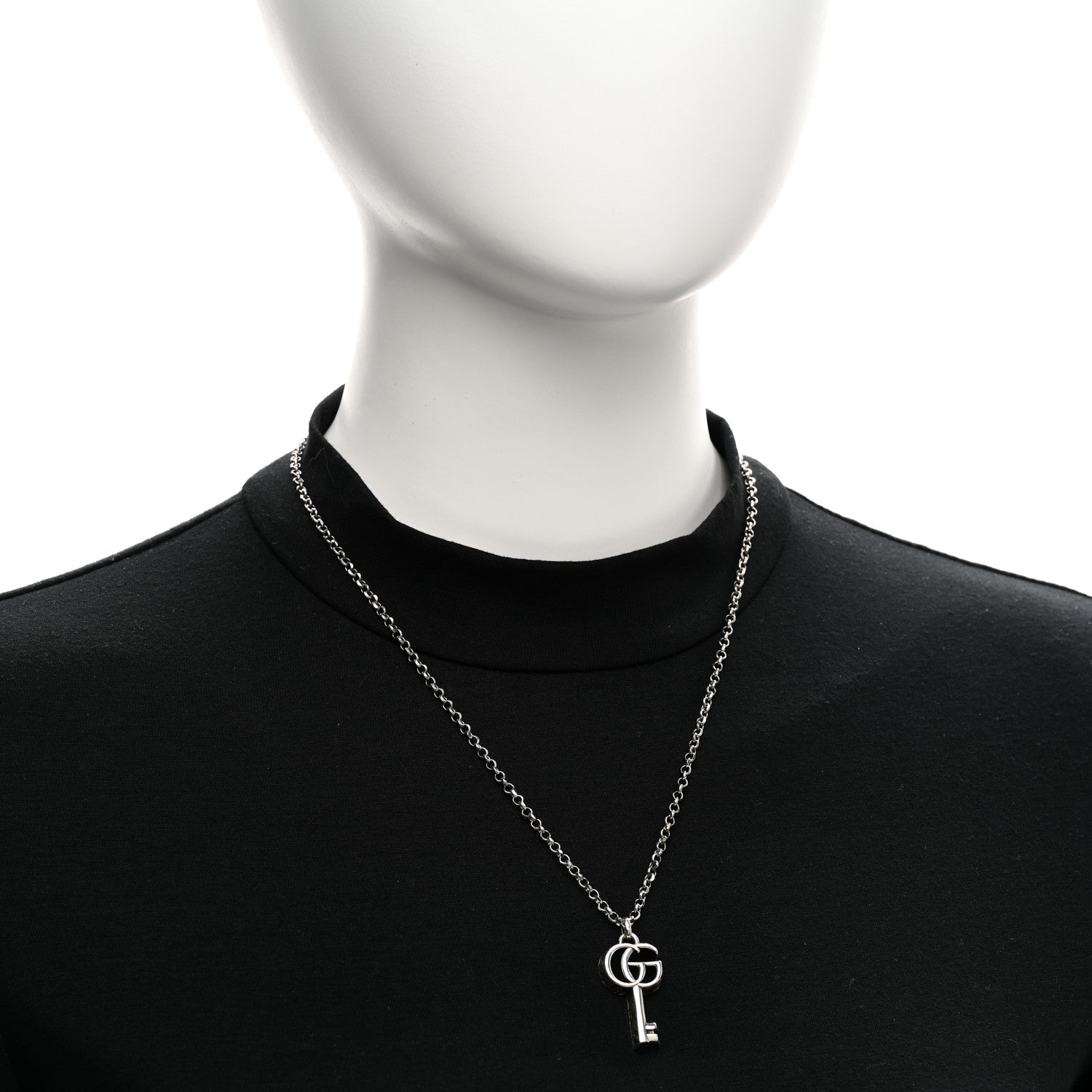 Sterling Silver Double G Key Pendant Necklace