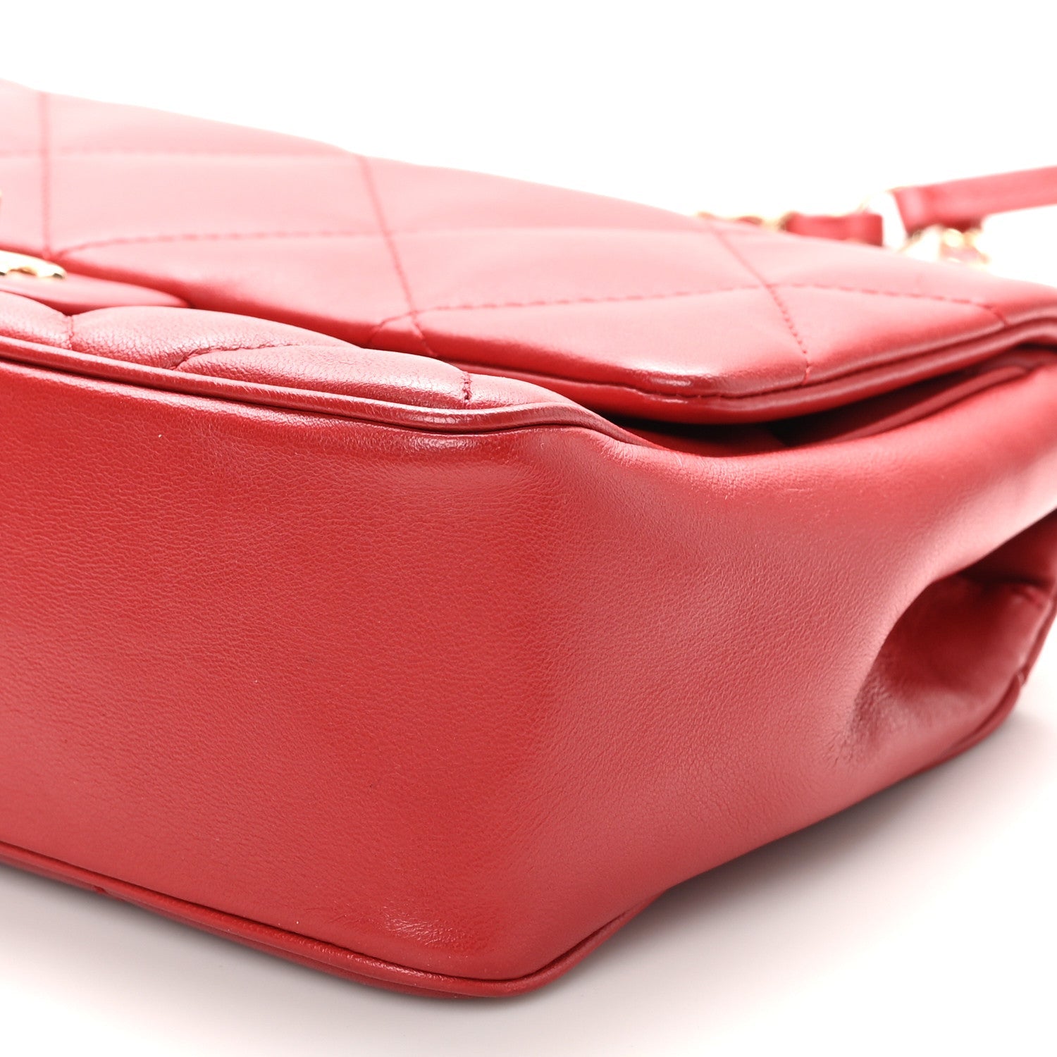 Lambskin Quilted Easy Carry Flap Red