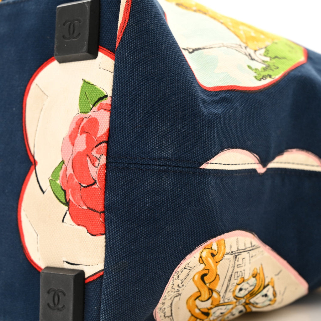 Canvas Coco Hearts Print Tote Blue