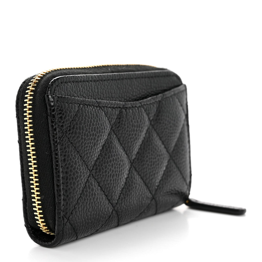 Caviar Quilted Zip Coin Purse Black