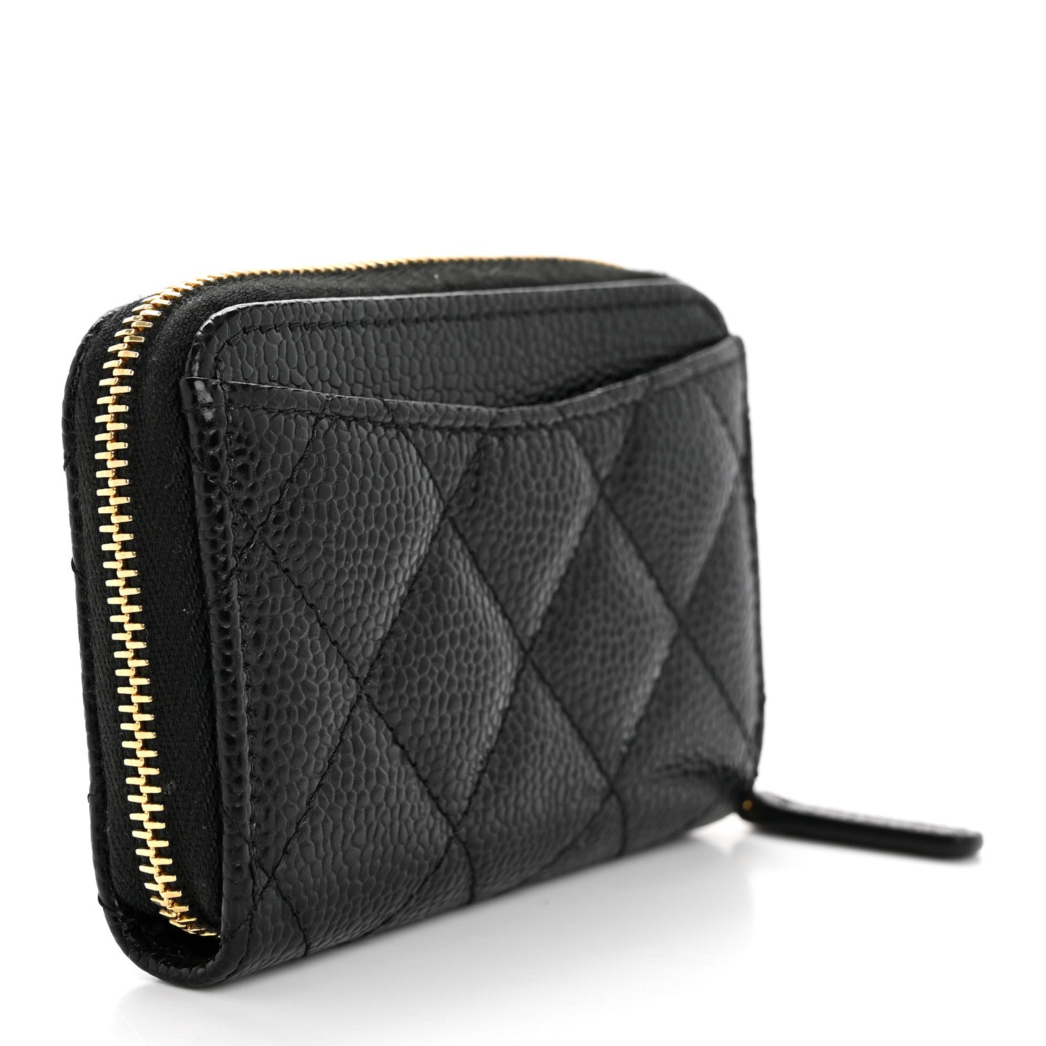 Caviar Quilted Zip Coin Purse Black