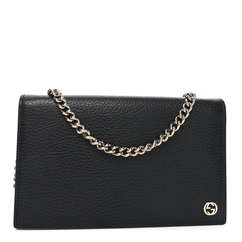 Dollar Calfskin Medium Betty Chain Wallet Black