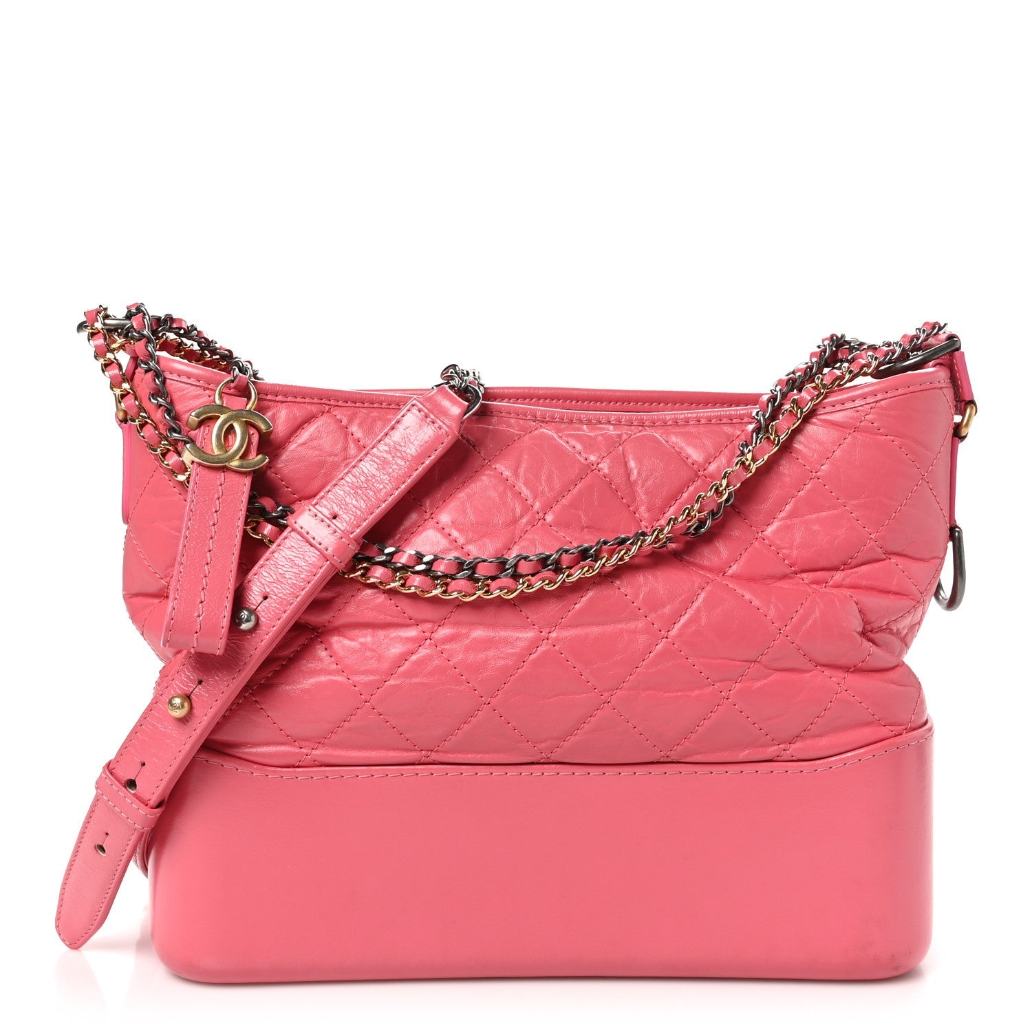 Aged Calfskin Quilted Medium Gabrielle Hobo Pink