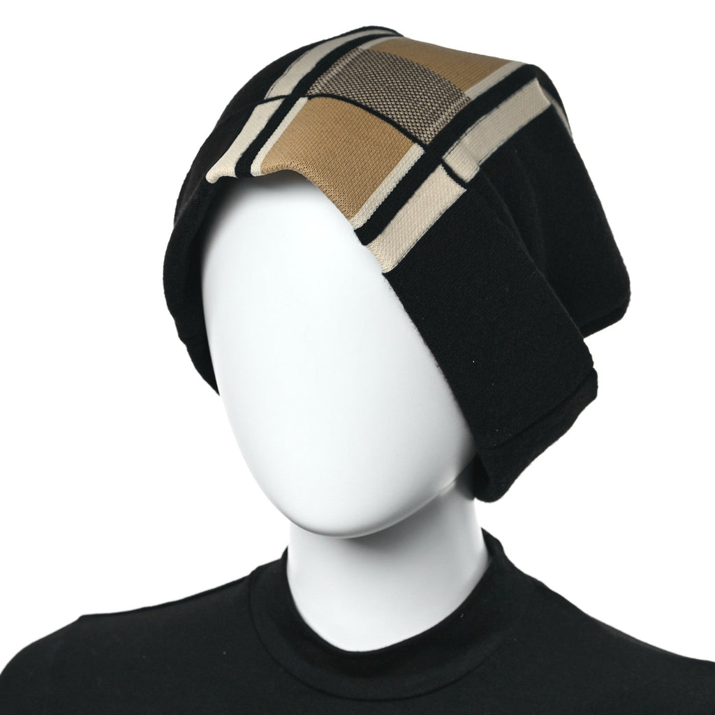 Wool Interlocking GG Stripe Beanie XL Black