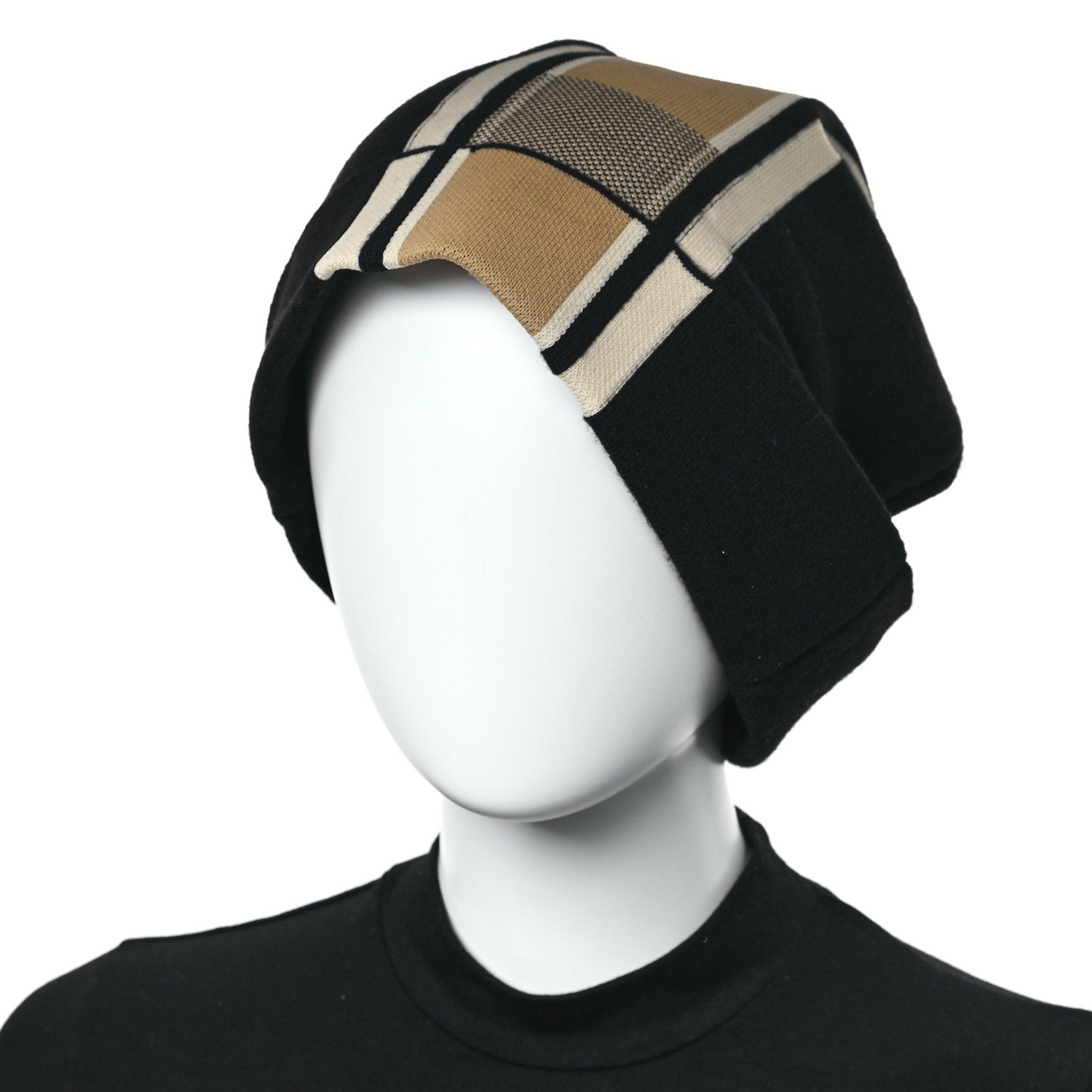 Wool Interlocking GG Stripe Beanie XL Black