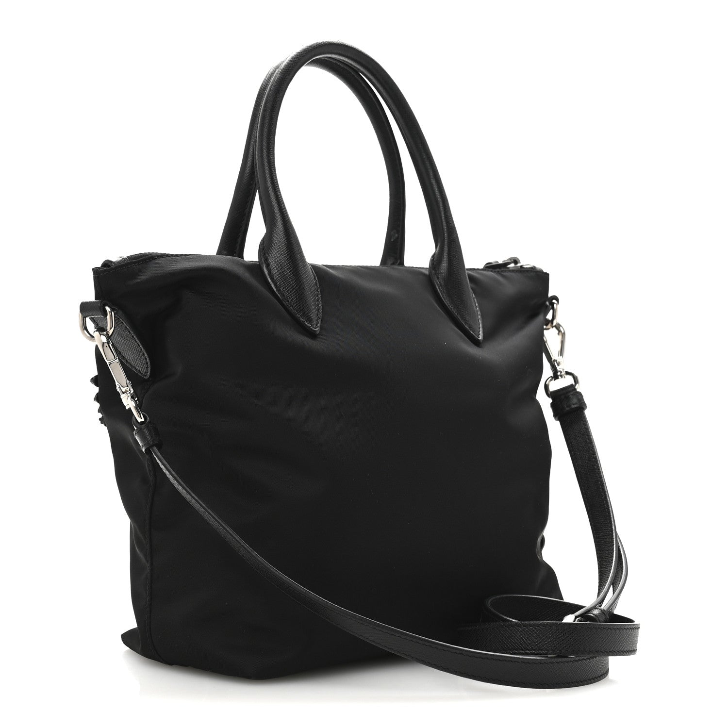 Tessuto Nylon Ricamo Sequin Embroidered Tote Black