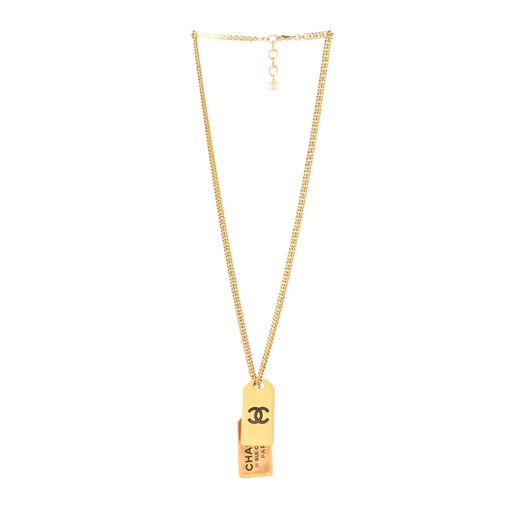 ID Dog Tag Charm Necklace Gold