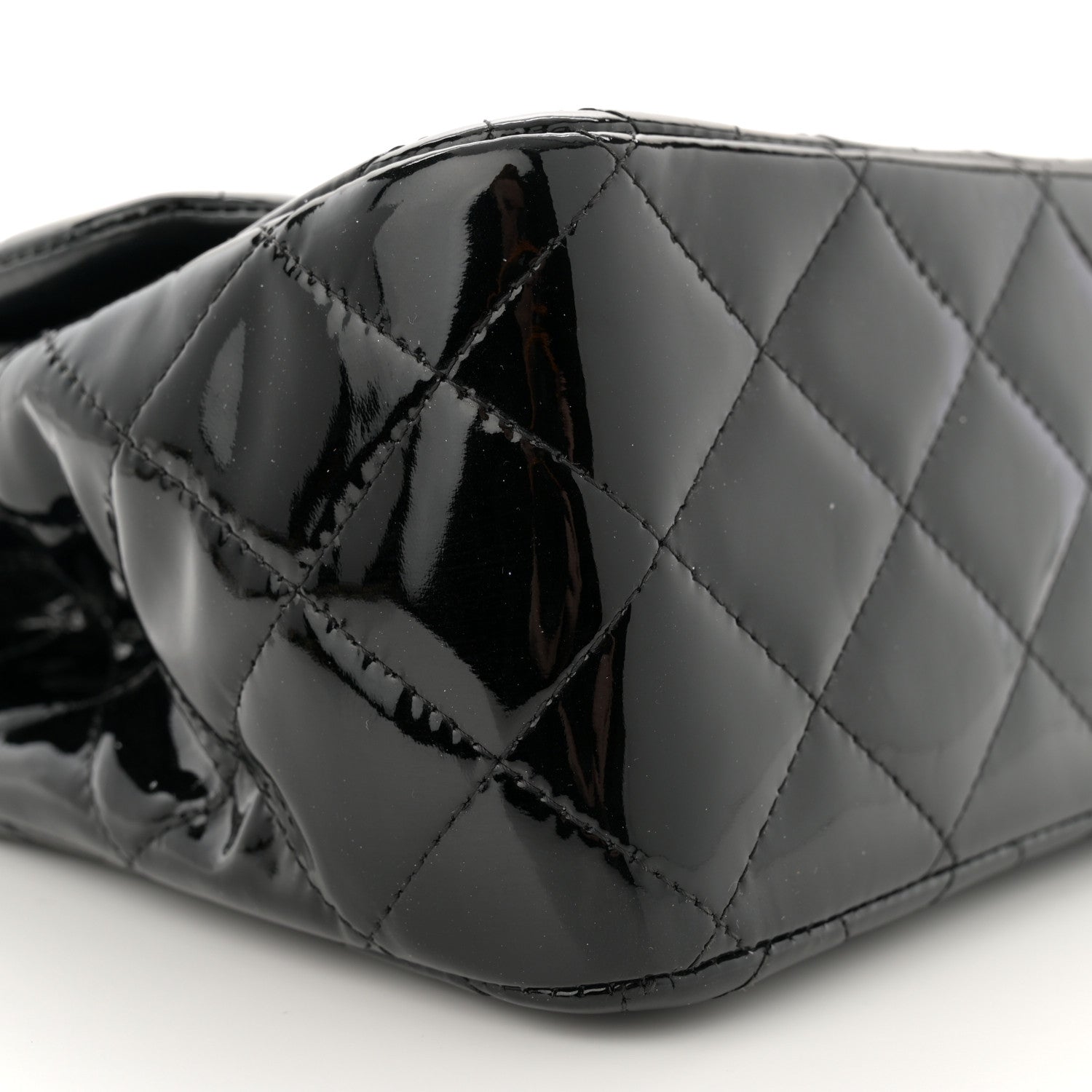 Patent Quilted Jumbo Double Flap Black