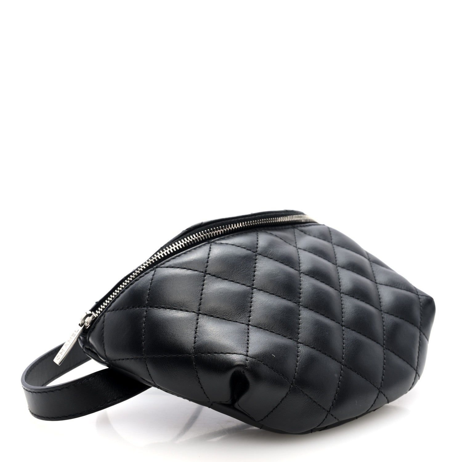 Calfskin Quilted Waist Belt Bag Black