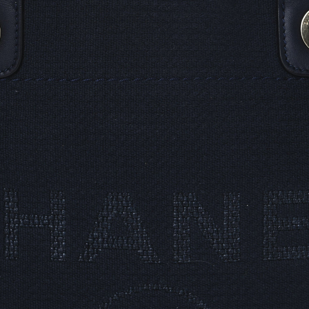 Mixed Fibers Calfskin Medium Deauville Tote Navy Blue