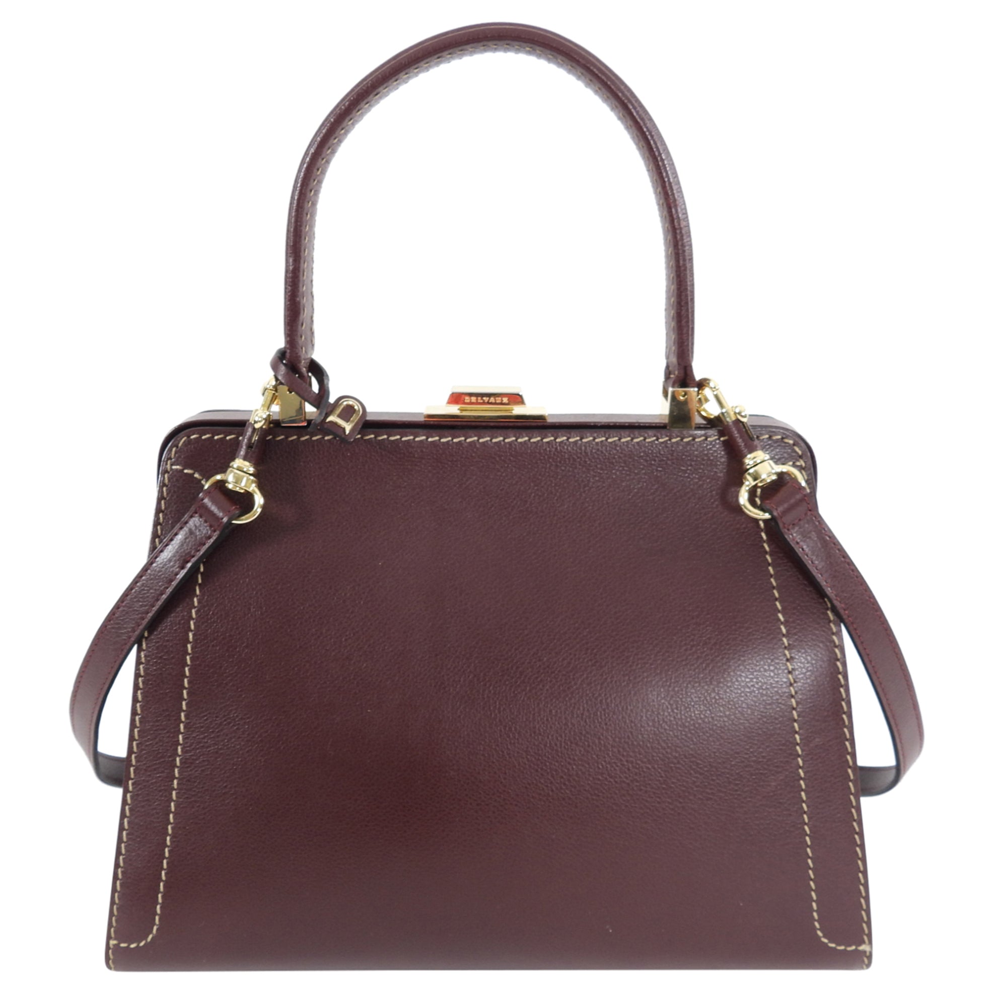 Delvaux Vintage Mahogany Leather Small Classic Jumping Bag
