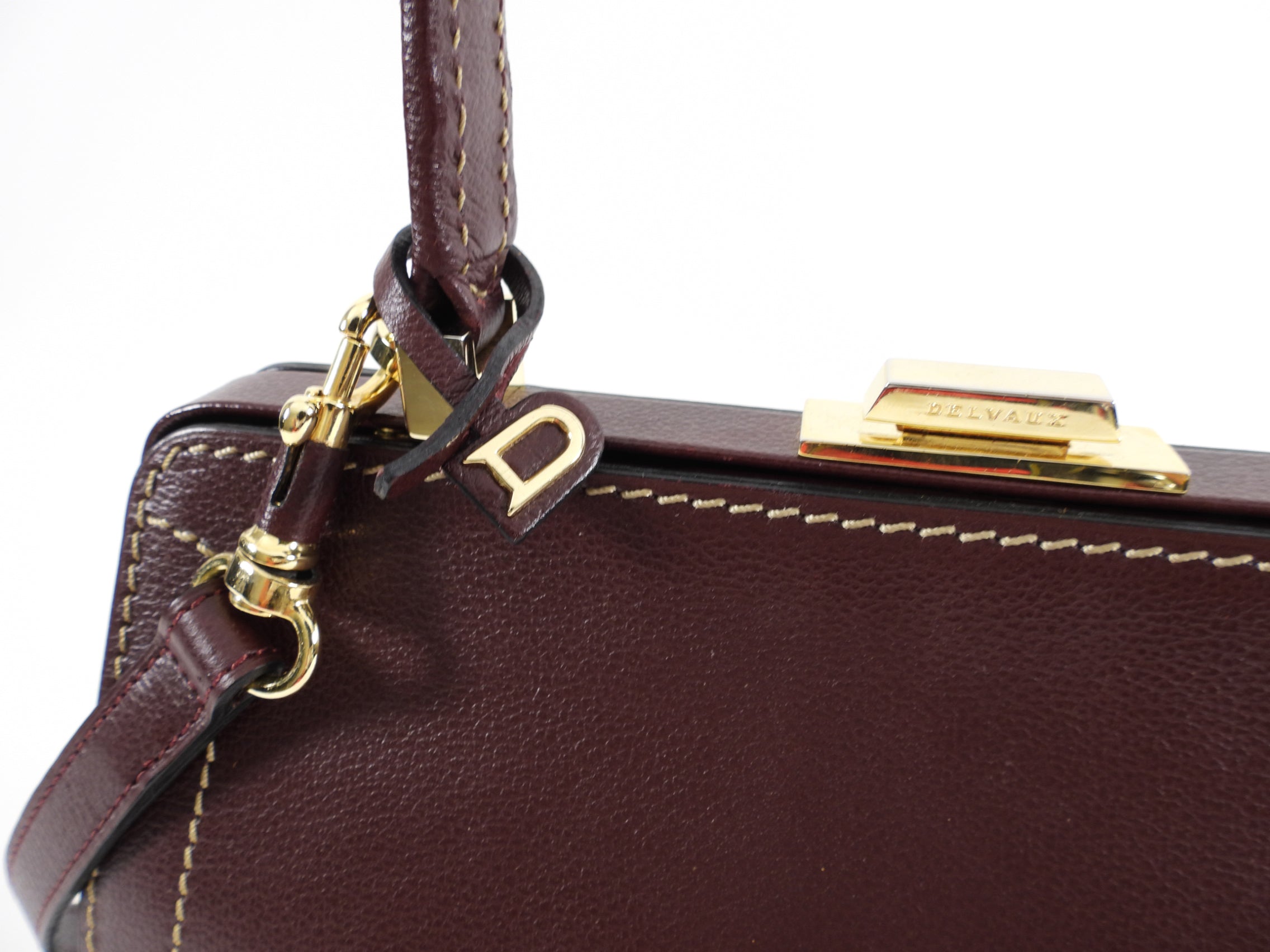 Delvaux Vintage Mahogany Leather Small Classic Jumping Bag