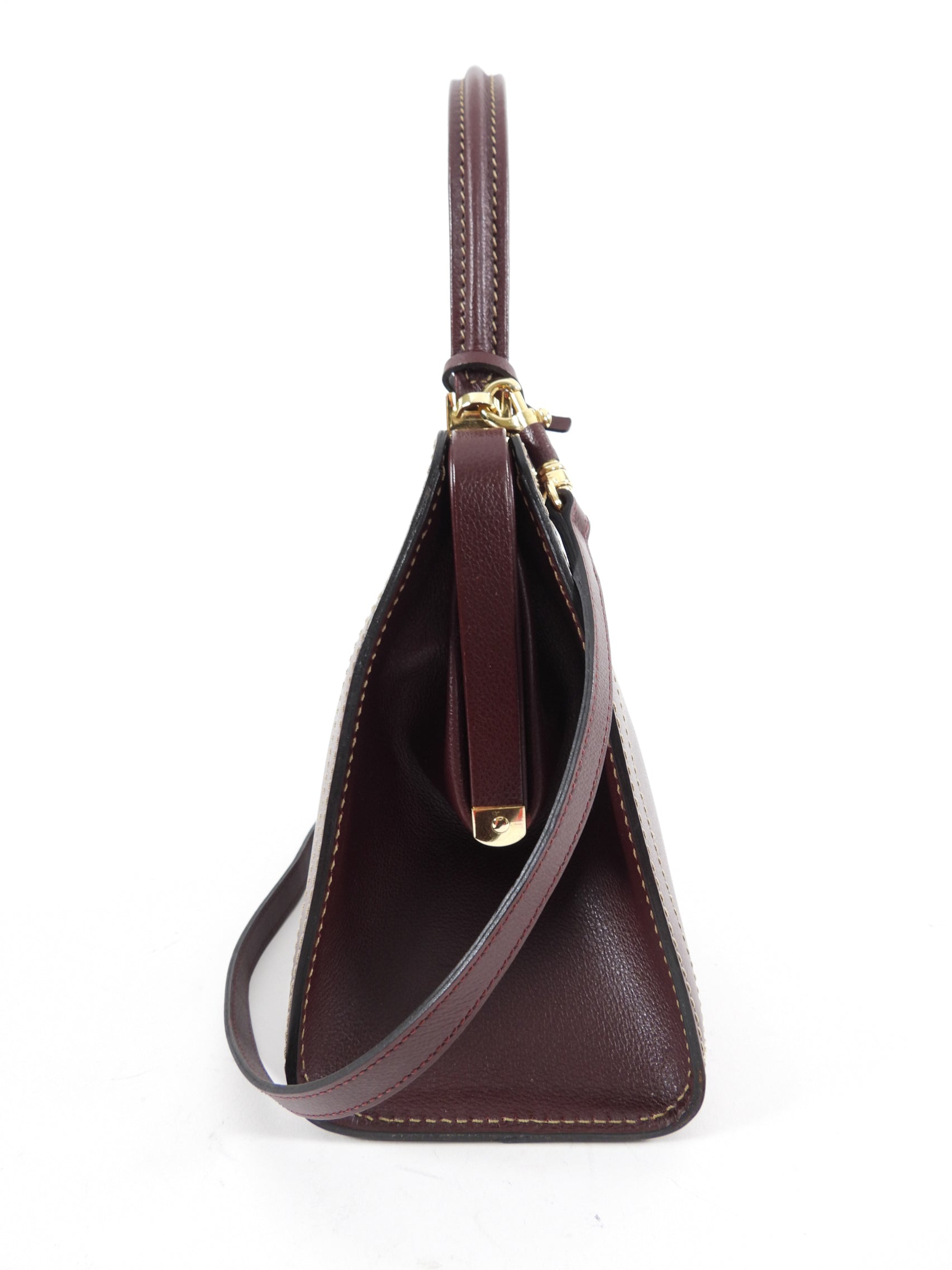 Delvaux Vintage Mahogany Leather Small Classic Jumping Bag