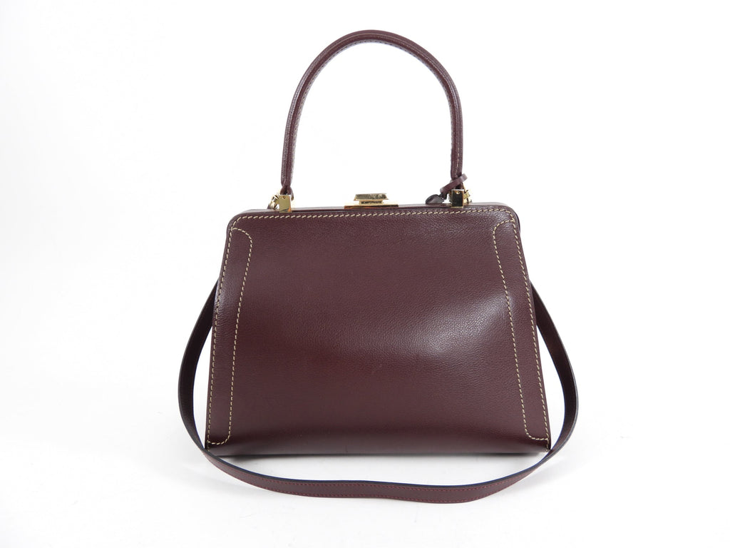 Delvaux Vintage Mahogany Leather Small Classic Jumping Bag