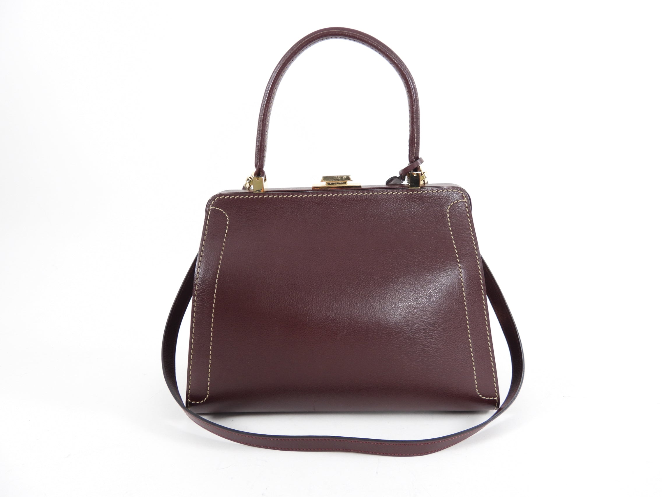 Delvaux Vintage Mahogany Leather Small Classic Jumping Bag
