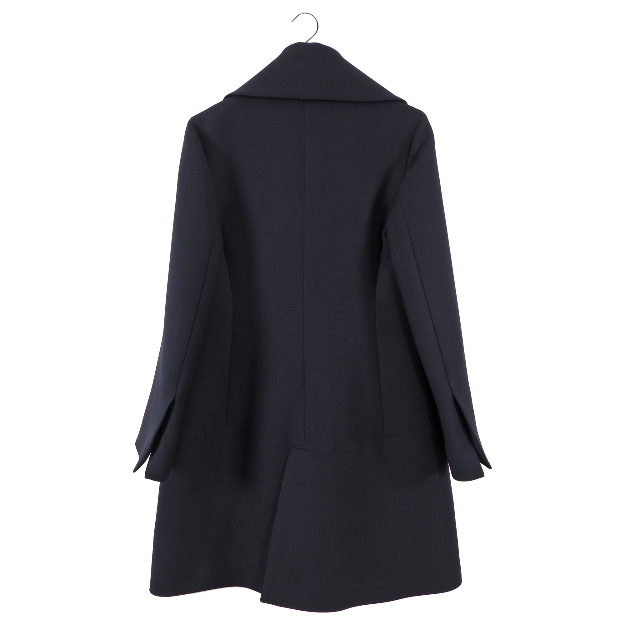 Derek Lam Black Wool Coat with Felt Buttons - IT42 / USA 6