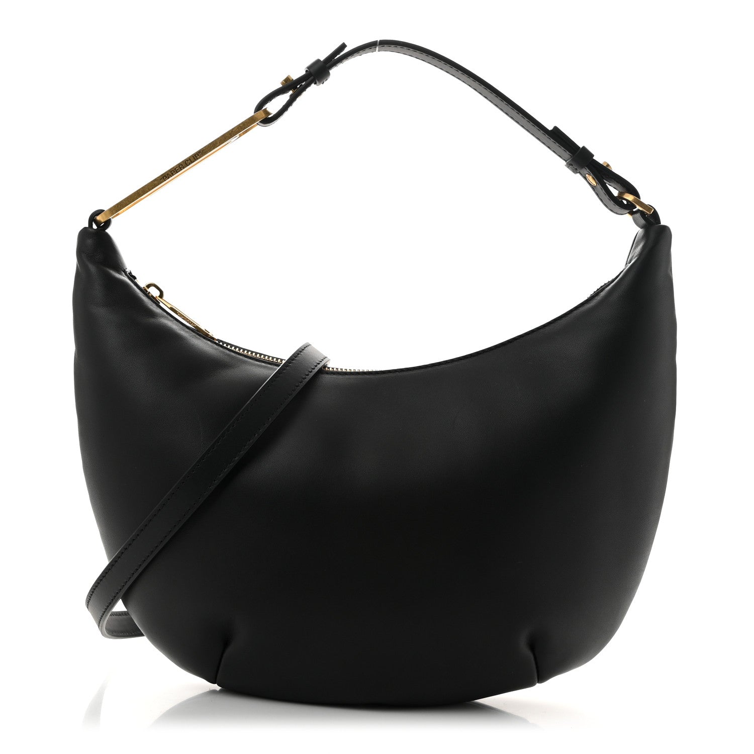 Calfskin Paperclip Hobo Bag Black