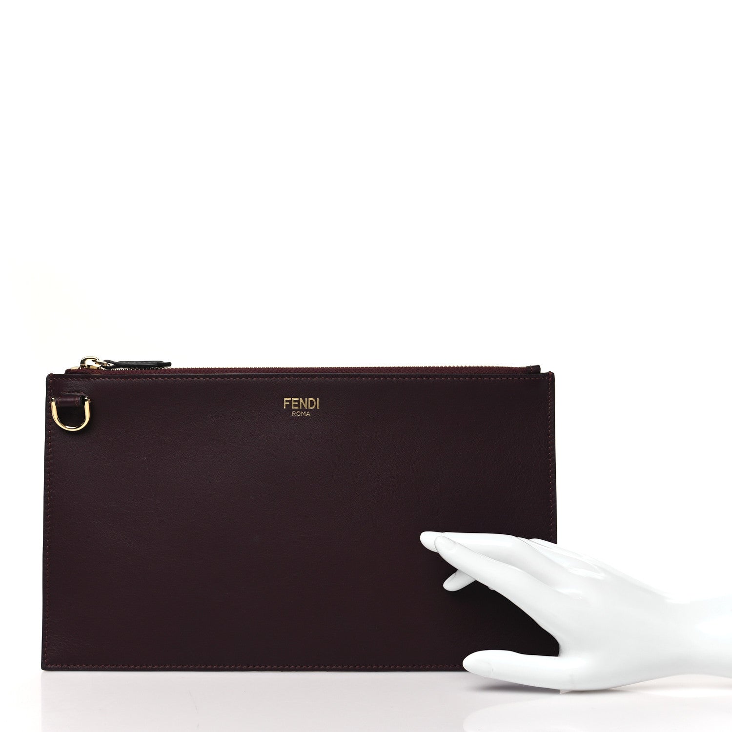 Vitello Seta Medium Flat Pouch Granata