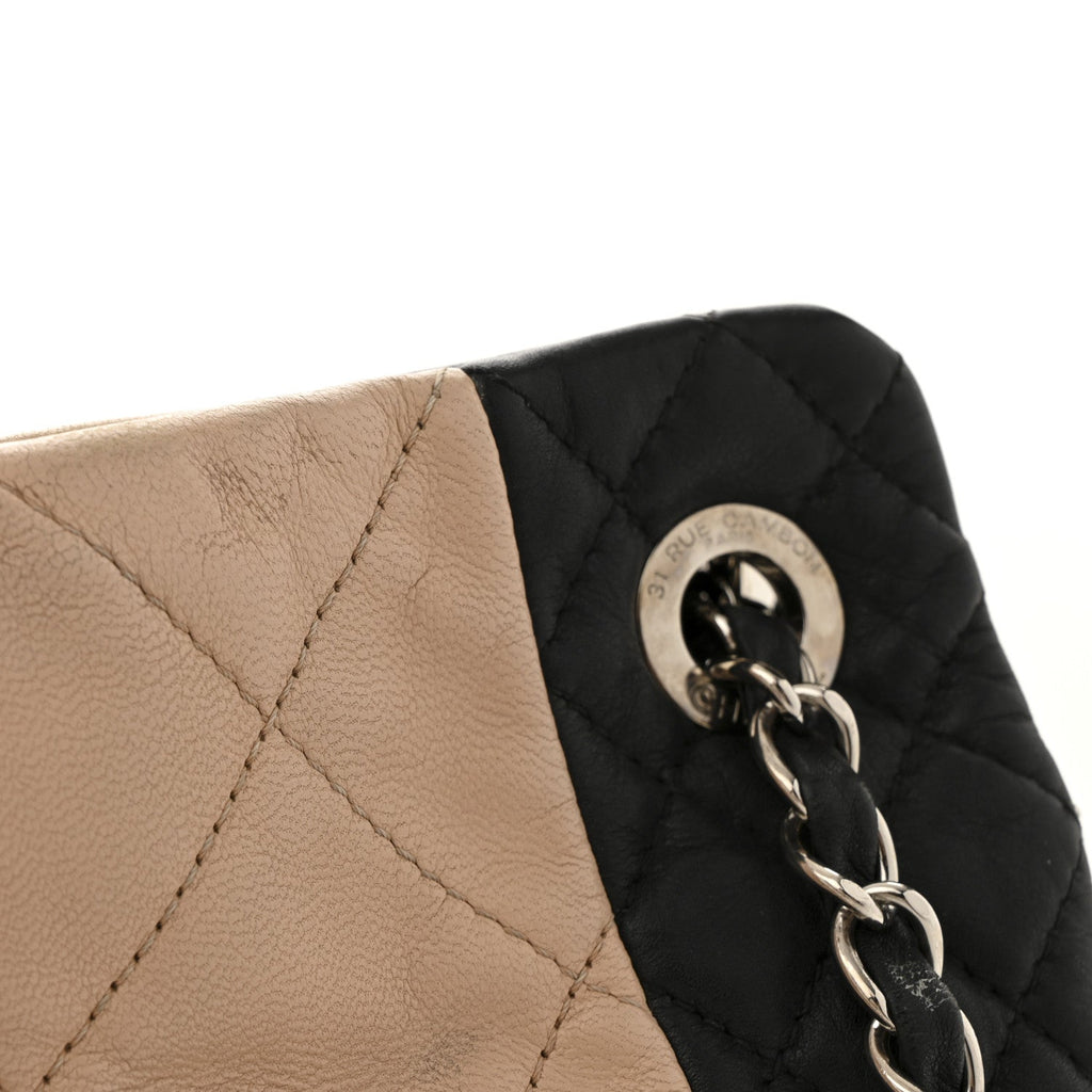Lambskin Quilted CC Shopping Tote Black Rose Clair