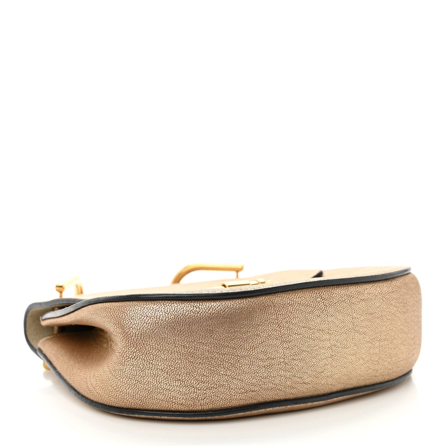 Metallic Goatskin Mini Drew Shoulder Bag Pale Gold