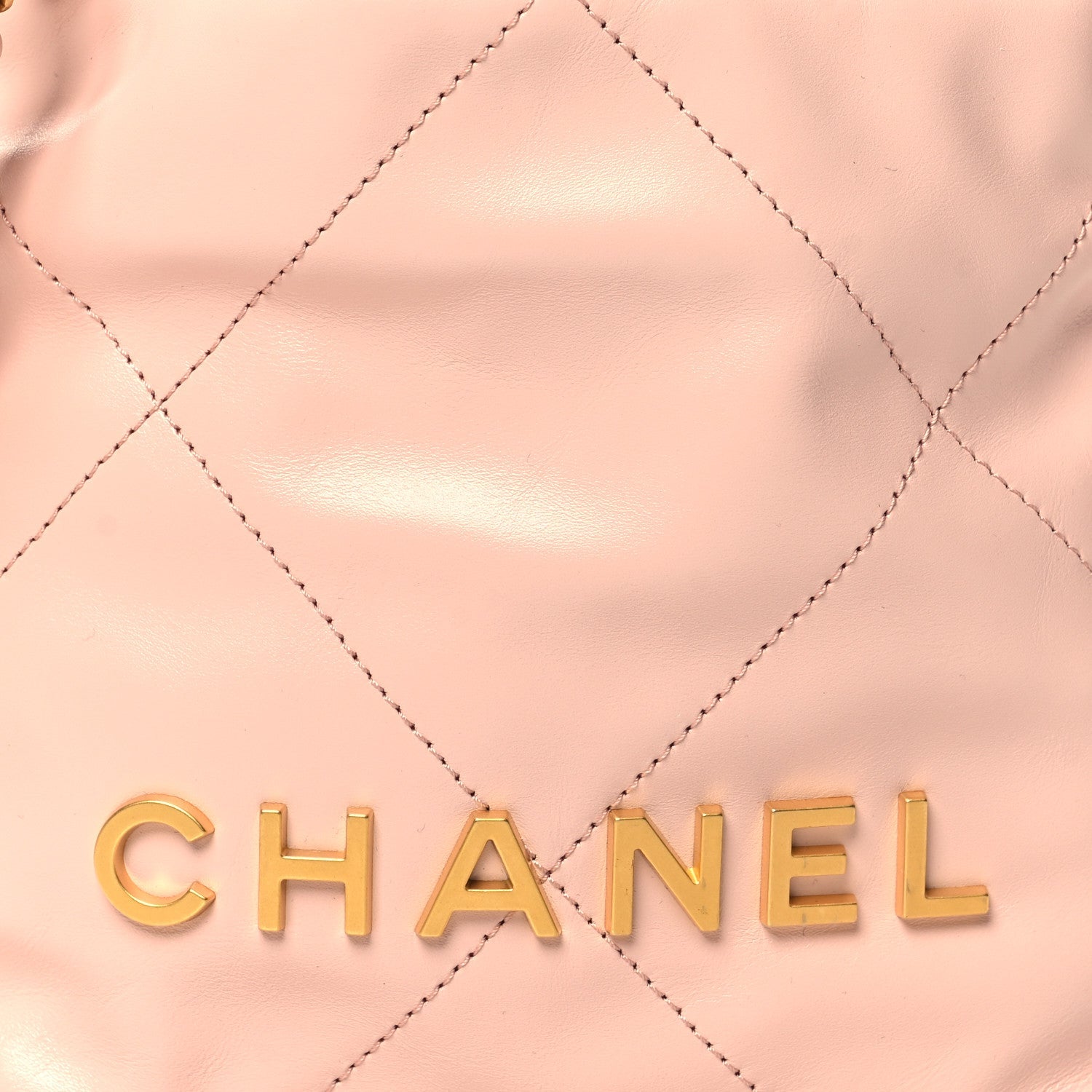 Shiny Calfskin Quilted Mini Chanel 22 Light Pink