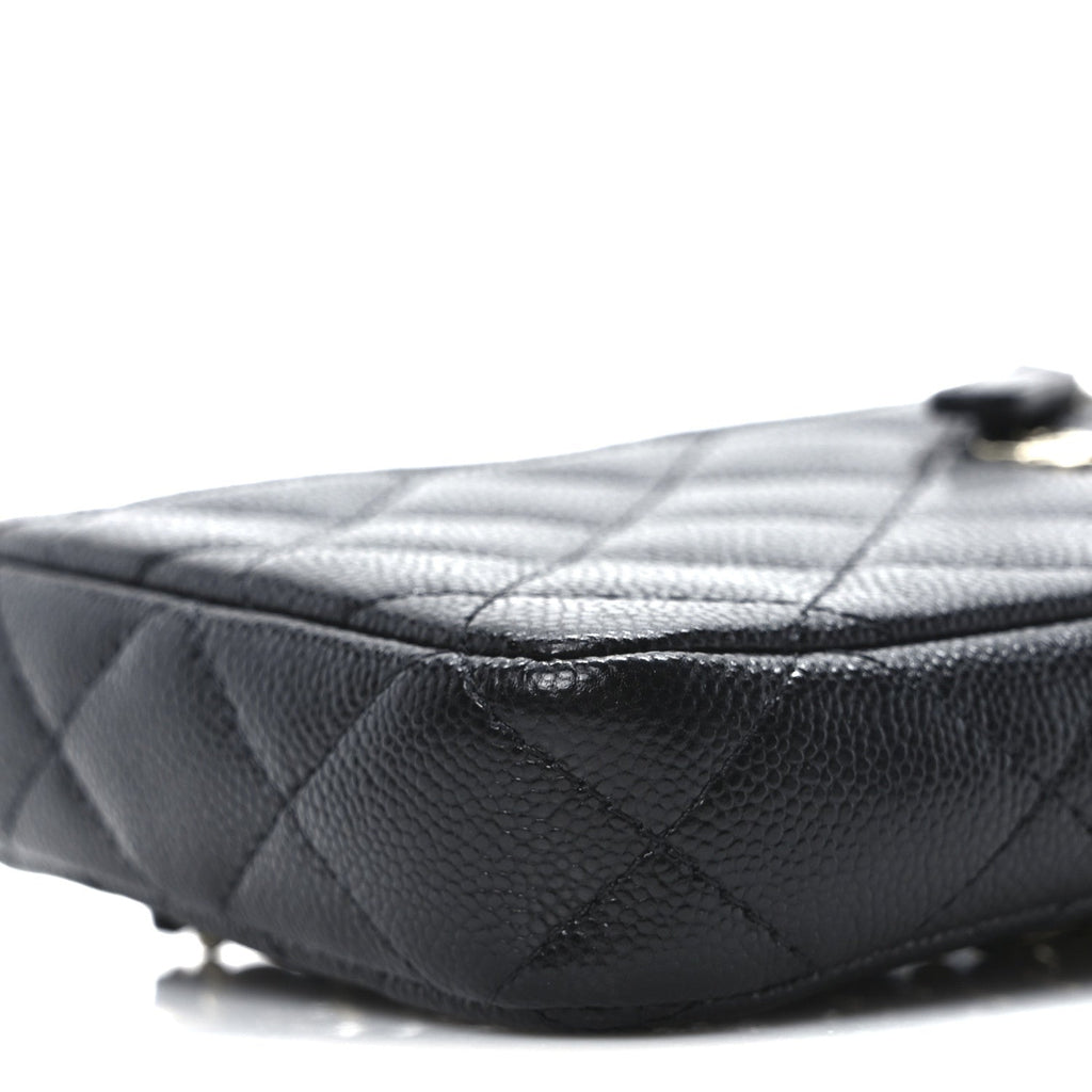 Caviar Quilted Phone Pocket With Chain WOC Black