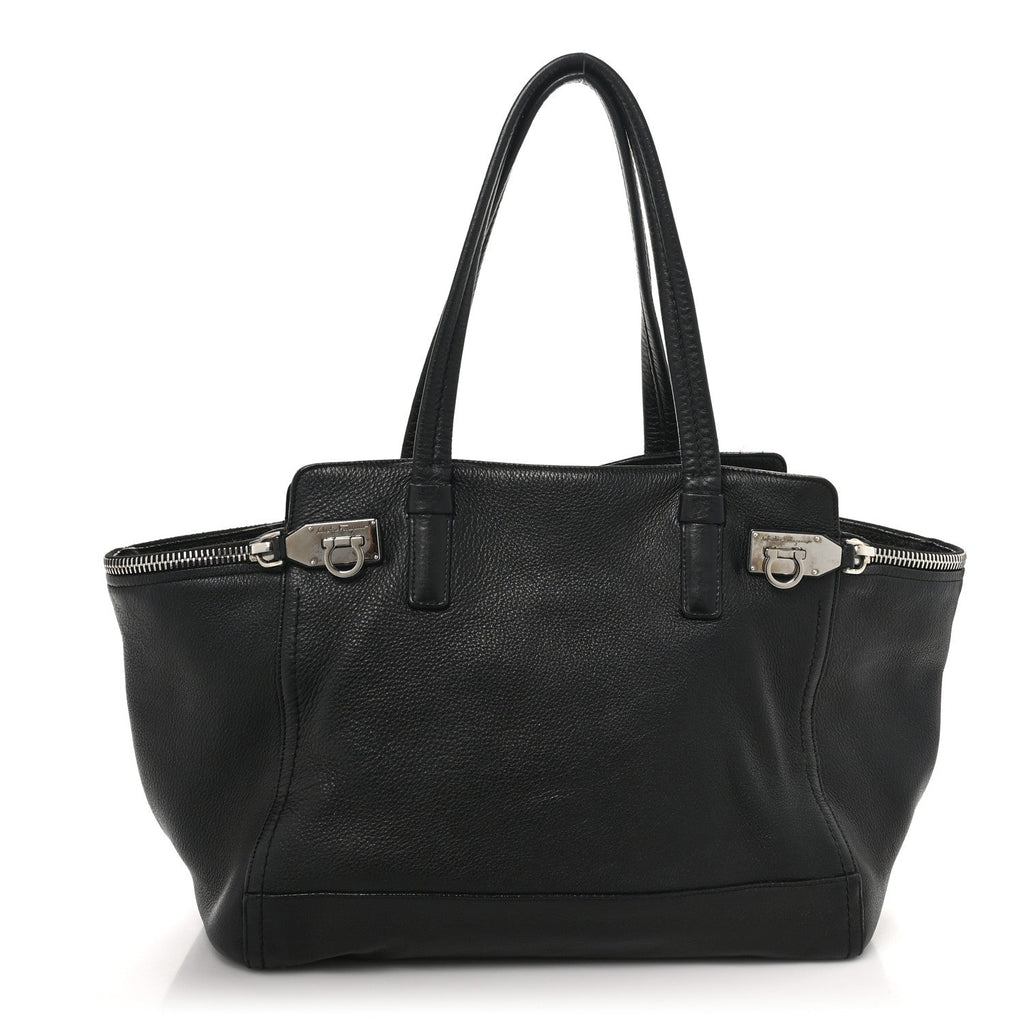 Calfskin Medium Verve Double Zip Tote Black