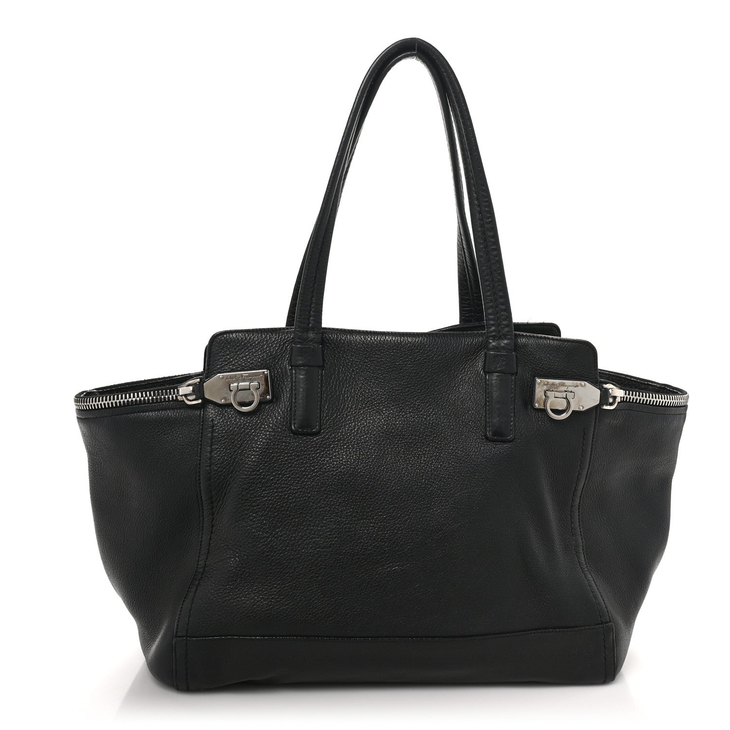 Calfskin Medium Verve Double Zip Tote Black