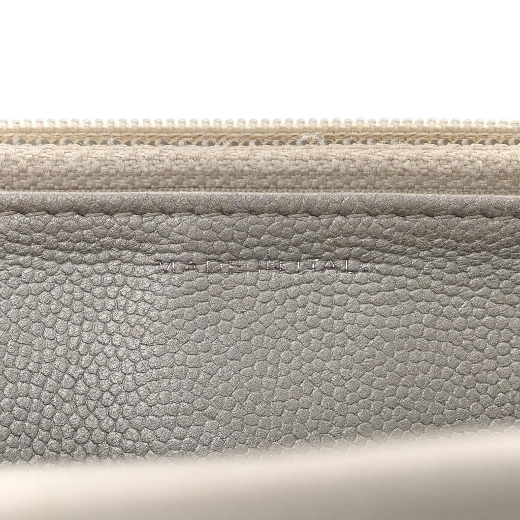 Metallic Caviar Quilted Boy Wallet On Chain WOC Silver