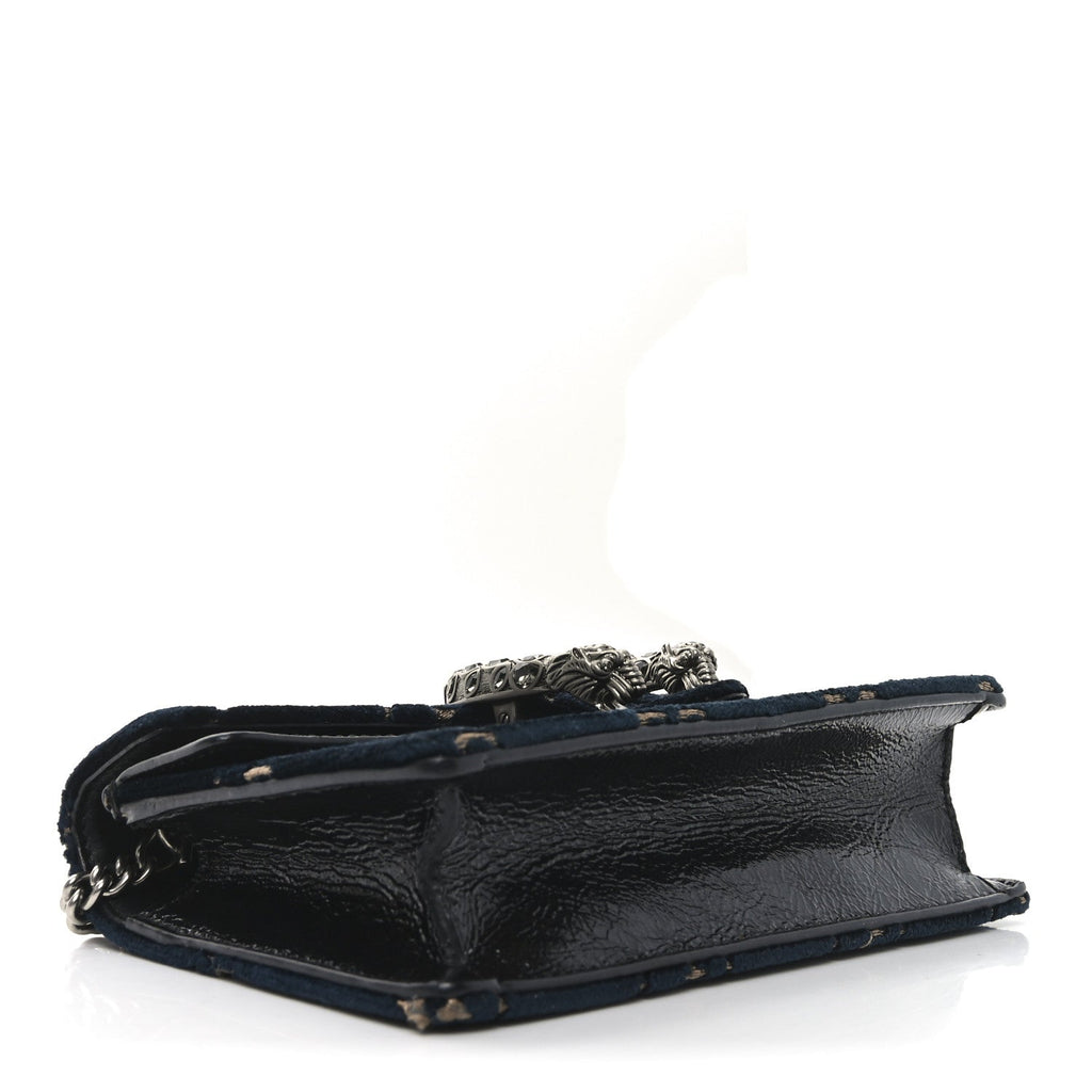 Velvet GG Monogram Super Mini Dionysus Shoulder Bag Blue Beige Black