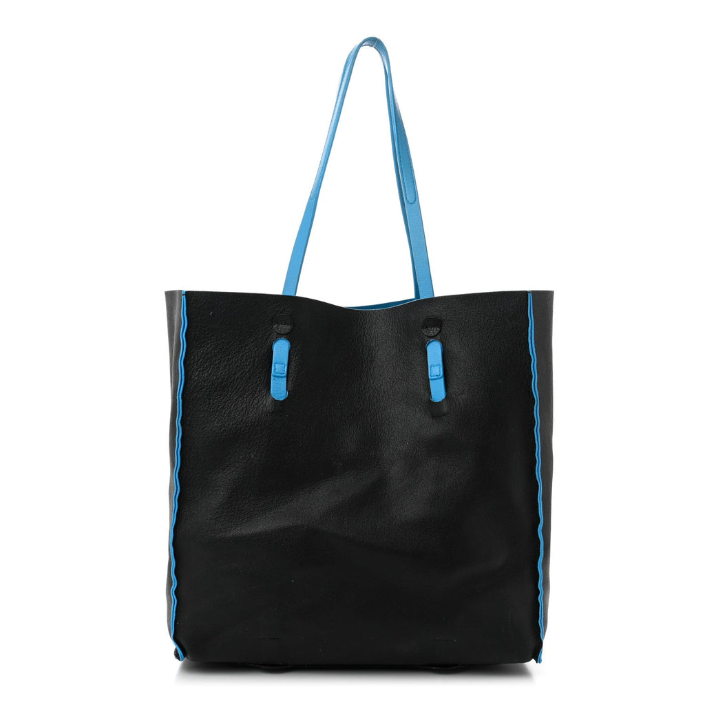 Veau Baltimore Double Sided Small Everyday Tote Bleu Turquoise Black