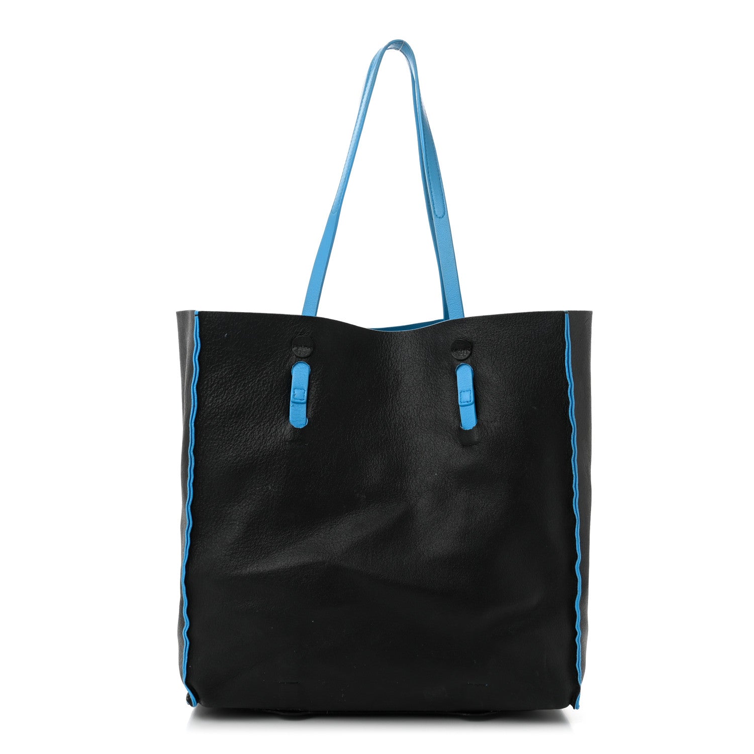 Veau Baltimore Double Sided Small Everyday Tote Bleu Turquoise Black