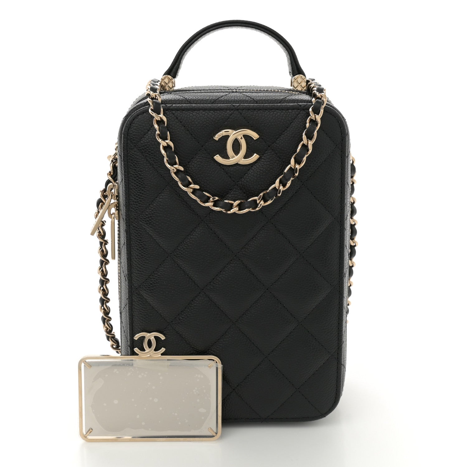 Caviar Quilted CC North South Vanity Case Black