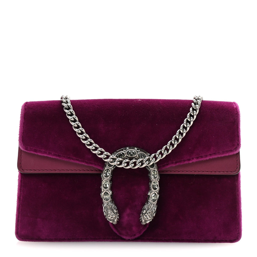 Velvet Super Mini Dionysus Shoulder Bag Fuchsia Violet Cyclamen