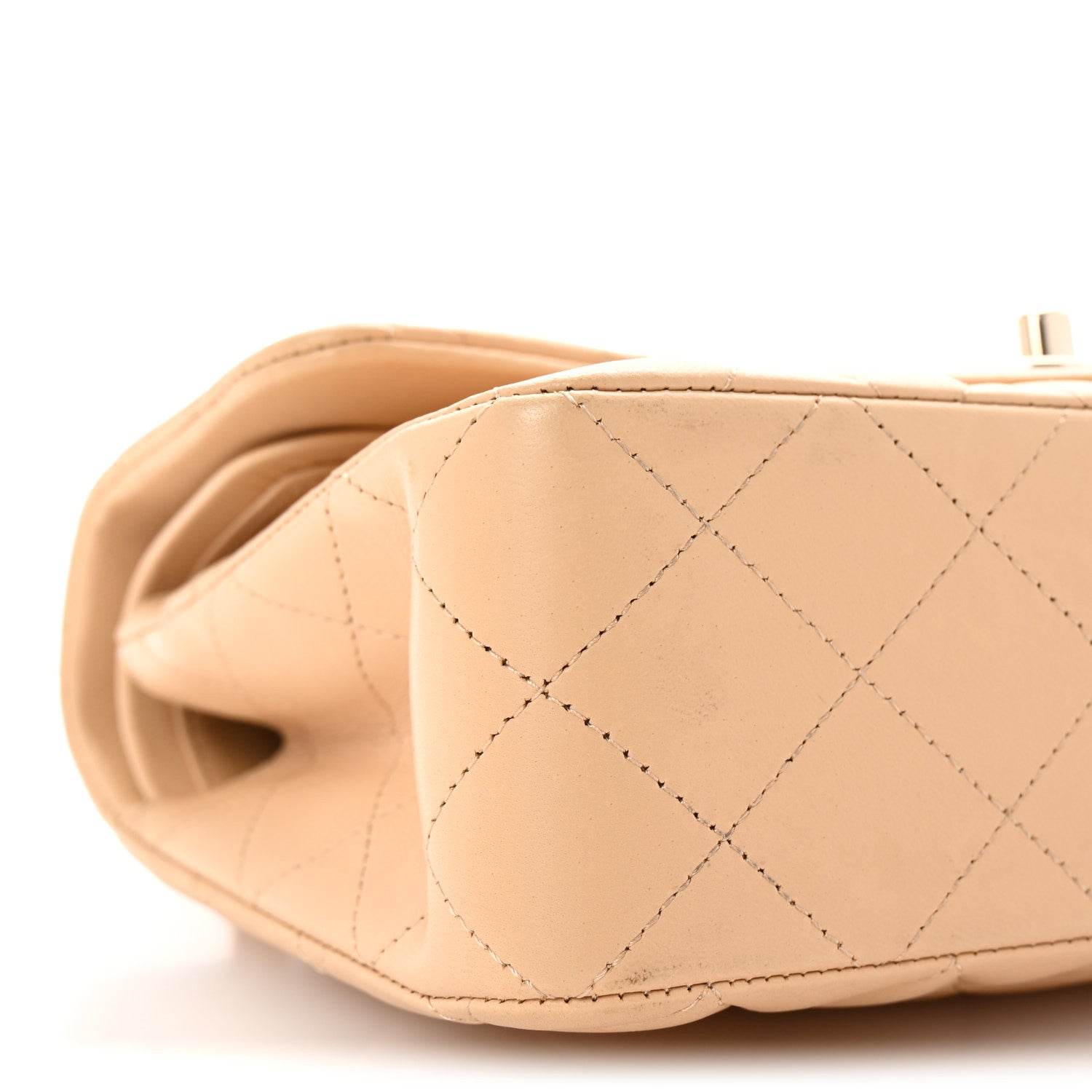 Lambskin Quilted Small Double Flap Beige