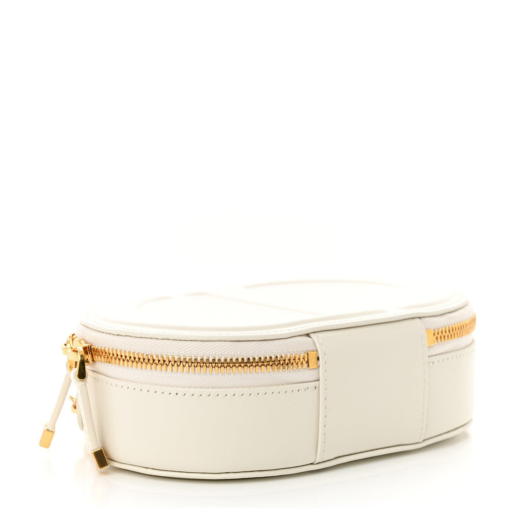 Calfskin CD Signature Oval Crossbody Camera Bag Latte