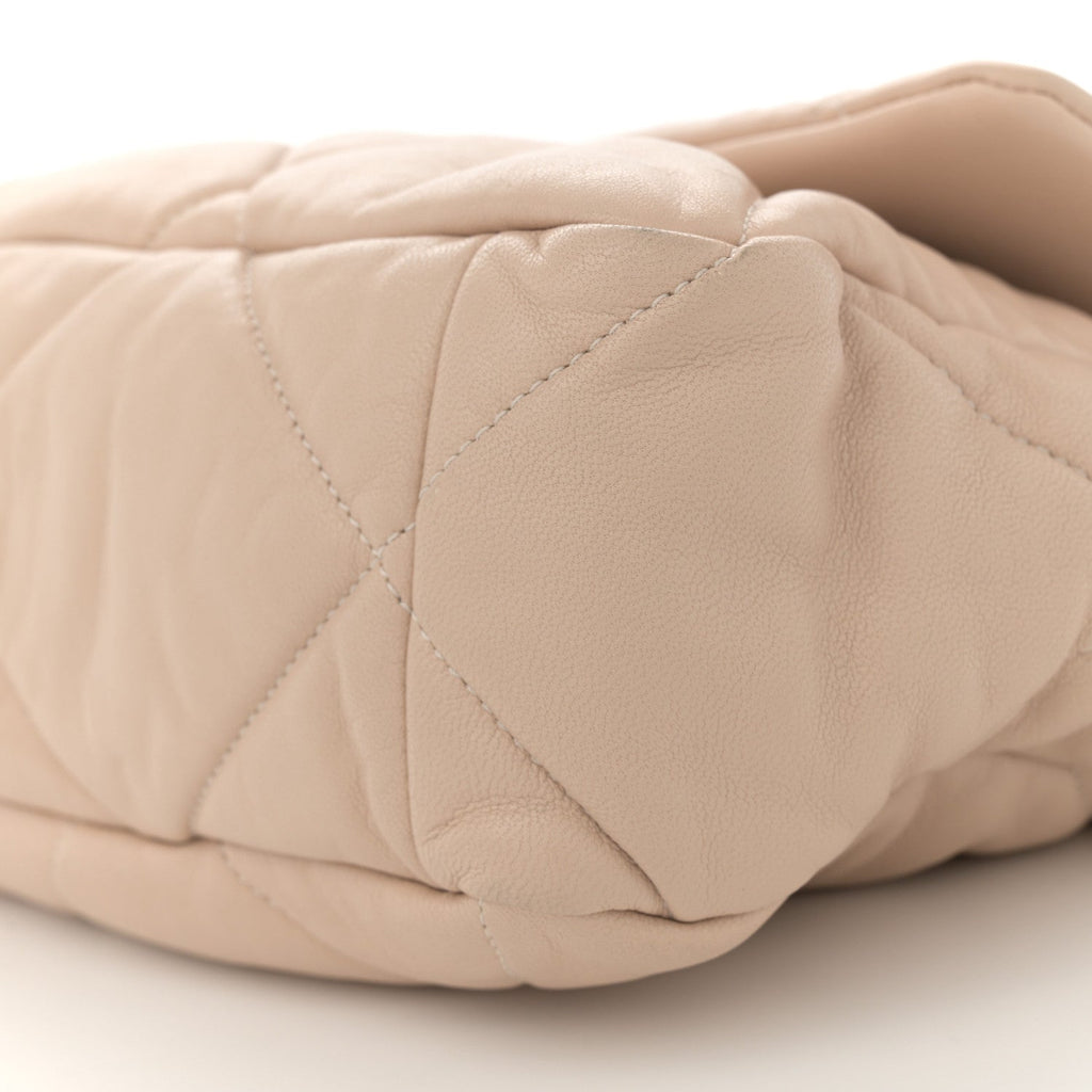 Lambskin Quilted Large Chanel 19 Flap Dark Beige