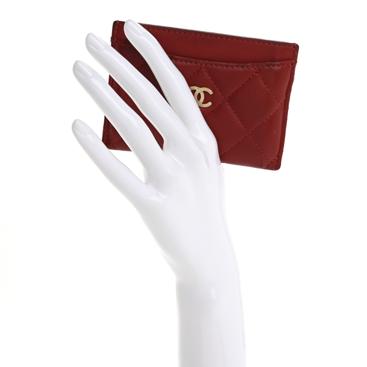 Lambskin Quilted  Holder Red