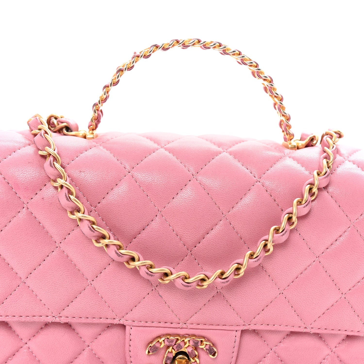 Lambskin Quilted Mini Strass On Top Flap Pink