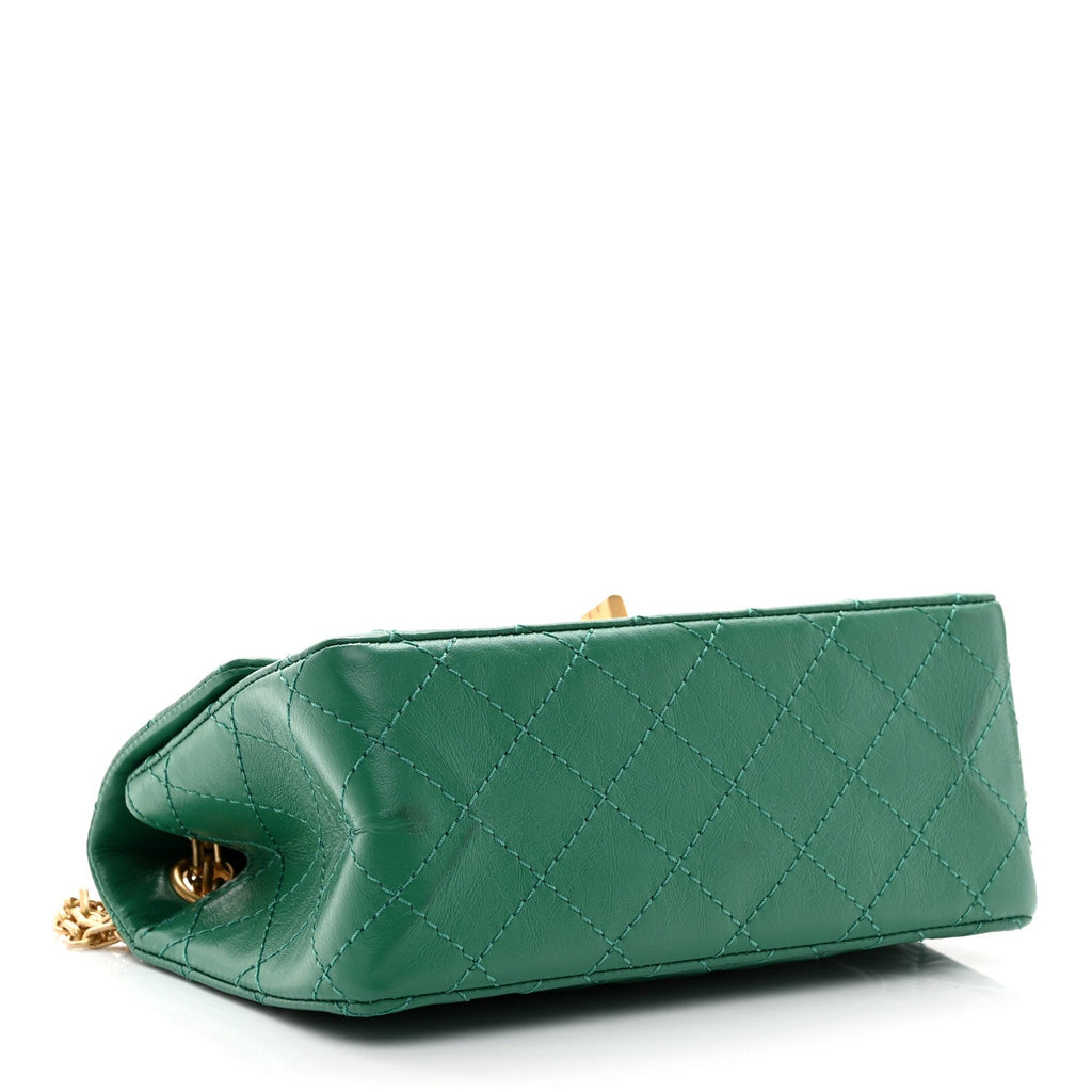Aged Calfskin Quilted 2.55 Reissue Mini Flap Green