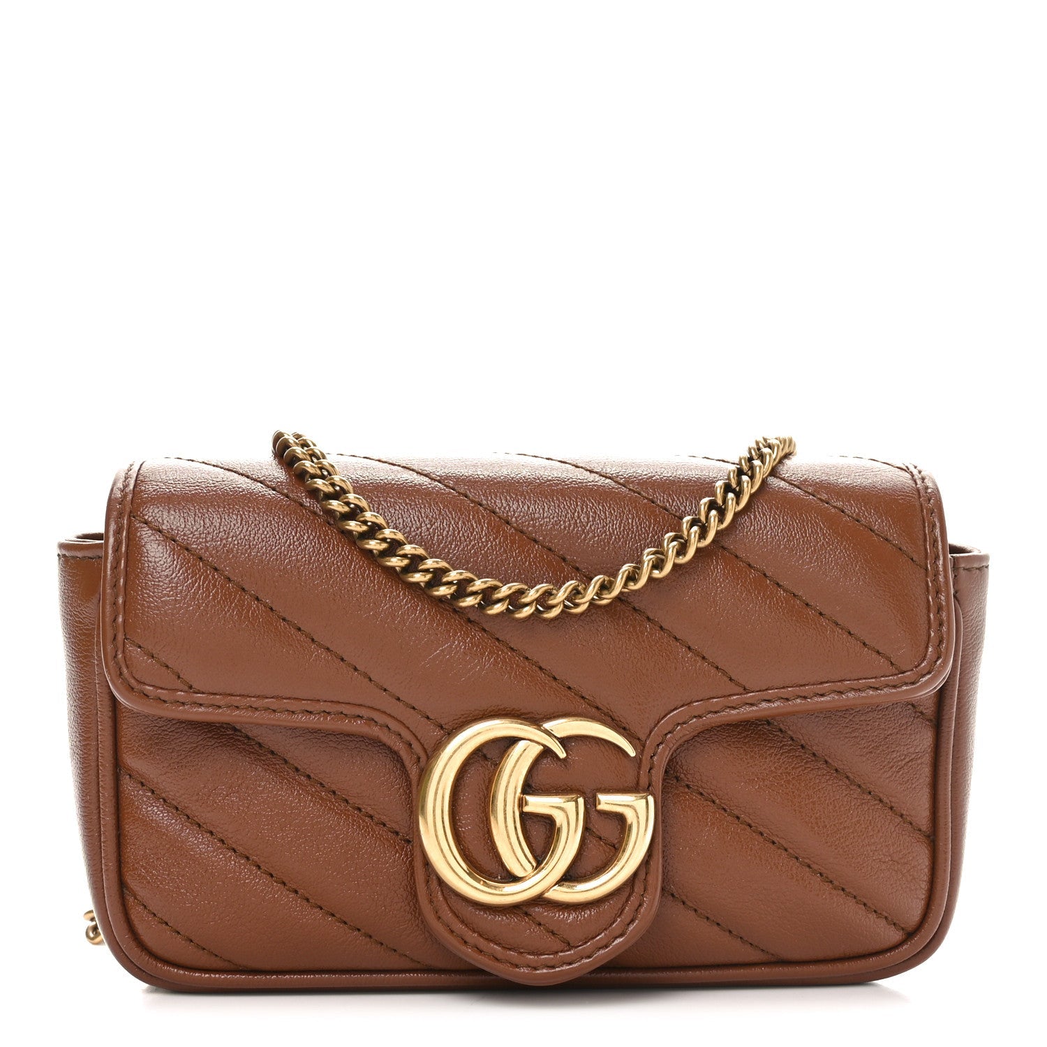 Azalea Calfskin Matelasse Diagonal Super Mini GG Marmont Shoulder Bag Cuir