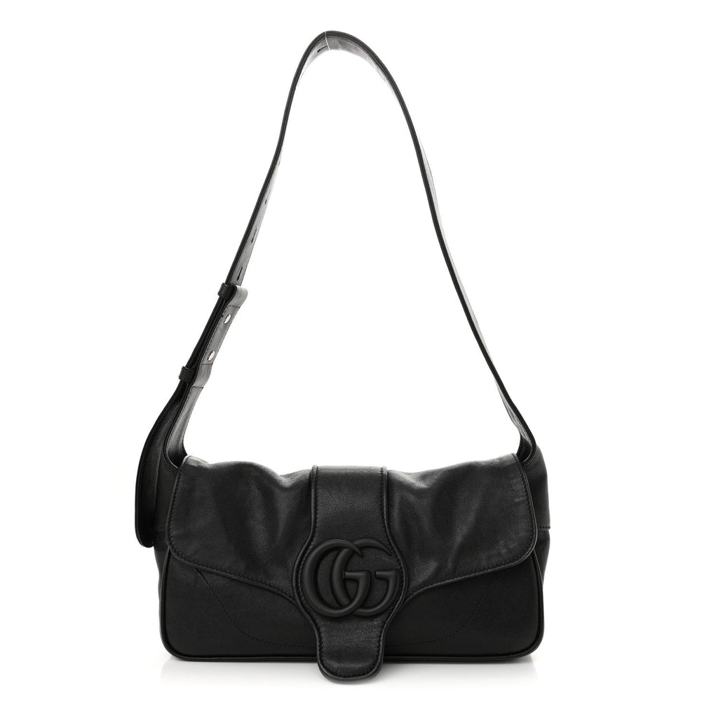 Goatskin Small GG Monochrome Aphrodite Shoulder Bag Black