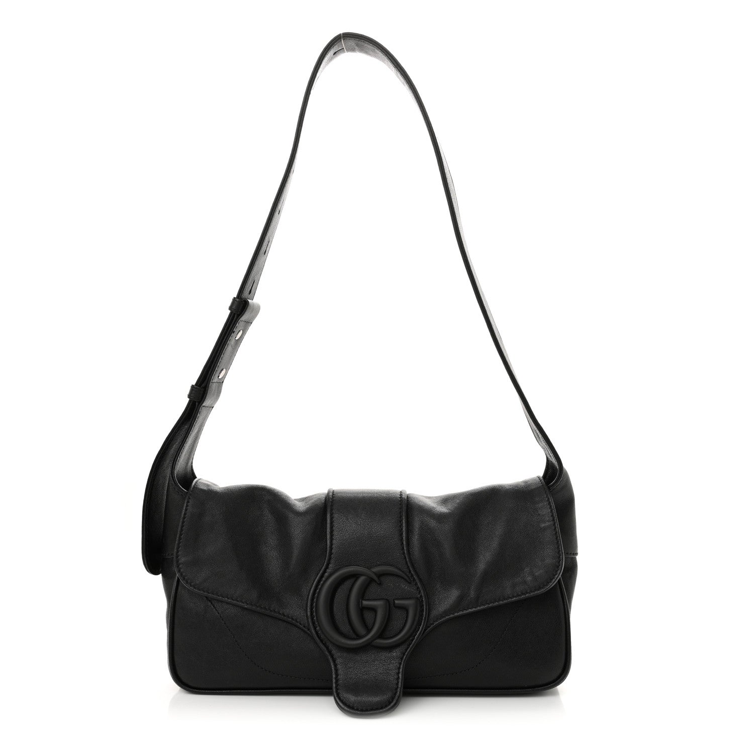 Goatskin Small GG Monochrome Aphrodite Shoulder Bag Black