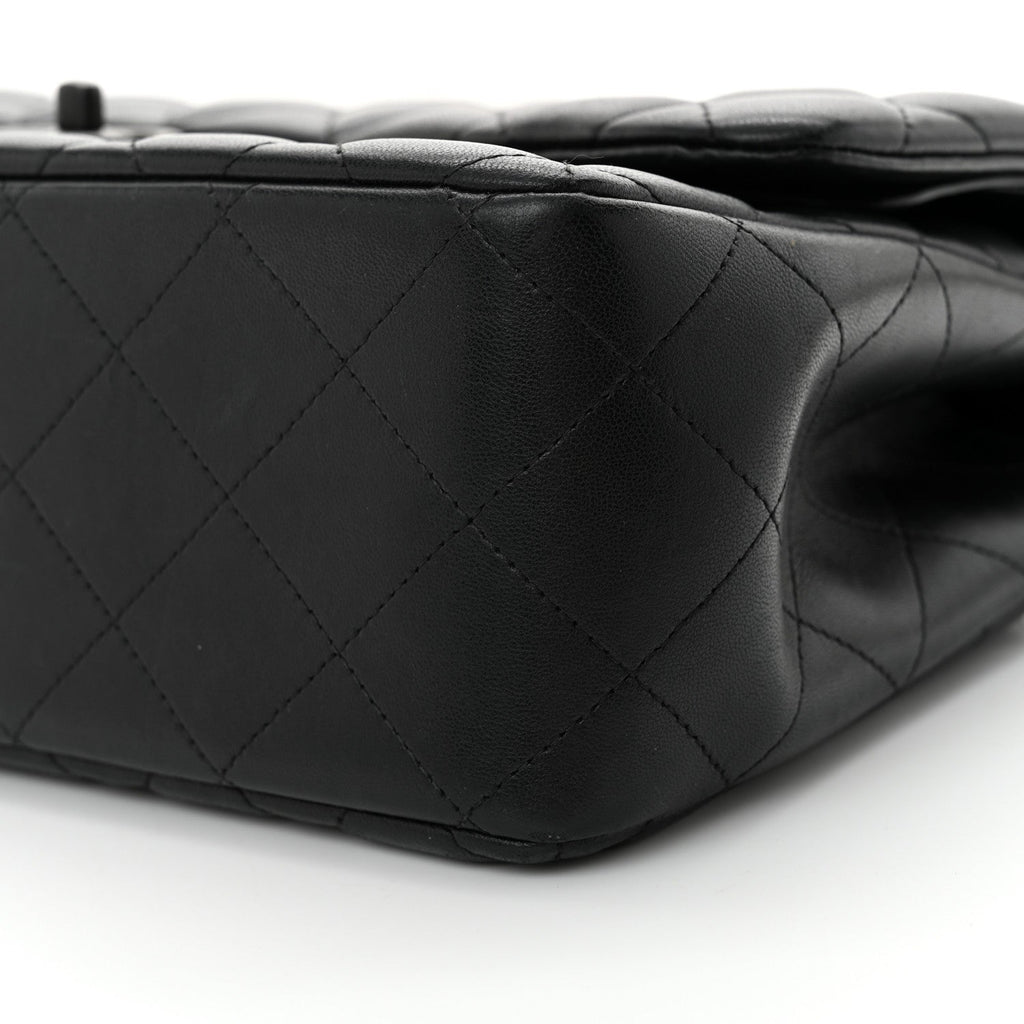 Lambskin Quilted Jumbo Double Flap So Black